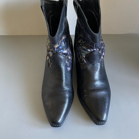Mootsies Tooties Leather Black & Metallic Booties SZ 8 - Picture 2 of 12